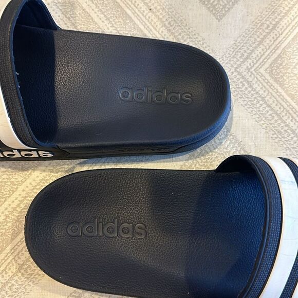 Adidas Men's Black & White Adilette Shower Slides - Picture 3 of 7